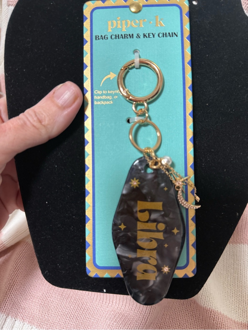 Piper K Black Libra Zodiac Bag Charm & Key Chain